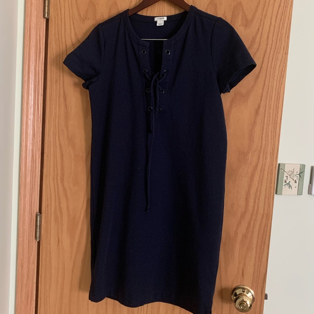 J. Crew Navy Laced Up T Shirt Dress (small)